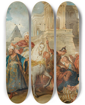 Triptych art skateboard deck of Studio Of Jeanfranois De Troy The Triumph Of Mordecai by Studio of Jean-Franois de Troy (1679-1752)