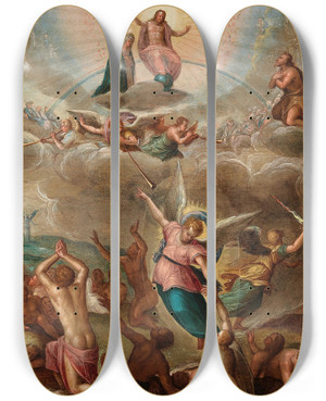 Triptych art skateboard deck of German School The Last Judgment by German School