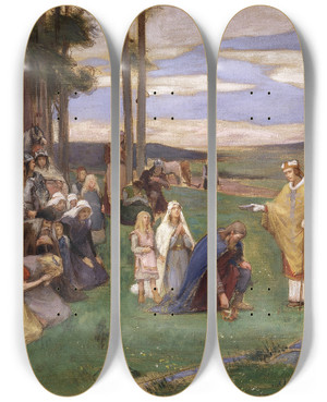 Triptych art skateboard deck of Georg Pauli Ansgar Preaching Christianity by Georg Pauli (1855-1935)