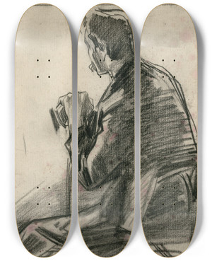 Triptych art skateboard deck of Nicolaas Van Der Waay Twee Toehoorders by Nicolaas van der Waay (1855-1936)
