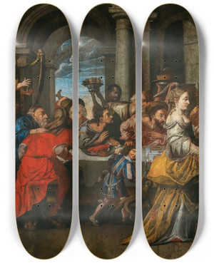 Triptych art skateboard deck of Workshop Of Isaac Isaacsz The Feast Of Herod by Workshop Of Isaac Isaacsz (1598-1649) Triptych art skateboard deck of Workshop Of Isaac Isaacsz The Feast Of Herod by Workshop Of Isaac Isaacsz (1598-1649)