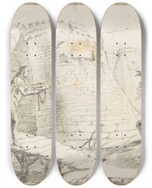 Triptych art skateboard deck of Giovanni Battista Tiepolo Surrender Of The Keys Of A City To An Emperor by Giovanni Battista Tiepolo (1696-1770)