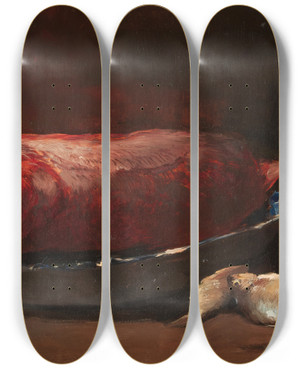 Triptych art skateboard deck of Emil Carlsen Still Life With Fish_1 by Emil Carlsen (1848-1932)