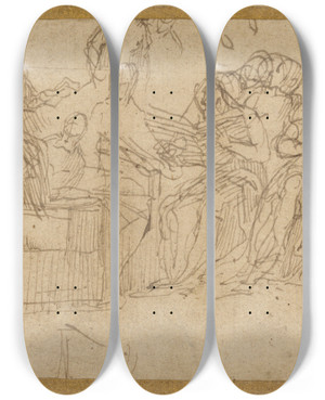 Triptych art skateboard deck of Paolo Veronese Christ Preaching In The Temple by Paolo Veronese (1528-1588)