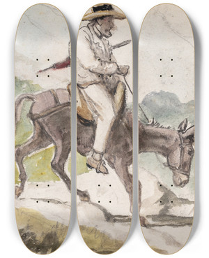 Triptych art skateboard deck of Wilhelm Marstrand Blank by Wilhelm Marstrand (1810-1873)