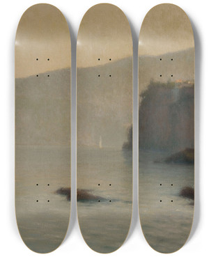 Triptych art skateboard deck of Henrybrokman Petite Cte De Sorrente Grise by HenryBrokman (1868-1933)