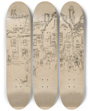 Triptych art skateboard deck of James Abbott Mcneill Whistler Salvation Army Sandwich by James Abbott Mcneill Whistler (1834-1903)