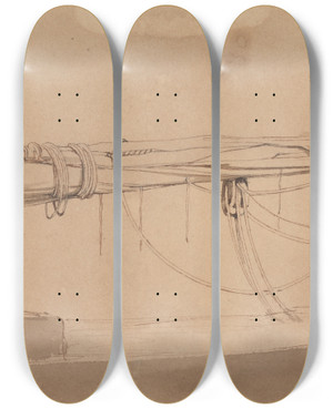Triptych art skateboard deck of Edward Duncan Sailors Raising A Boom by Edward Duncan (1803-1882) Triptych art skateboard deck of Edward Duncan Sailors Raising A Boom by Edward Duncan (1803-1882)