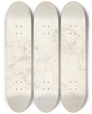 Triptych art skateboard deck of William Pitts Group Of Sea Nymphs by William Pitts (1790-1840)