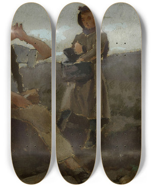 Triptych art skateboard deck of Georges Bertrand La Pomme De Terre by Georges Bertrand (1849-1929)