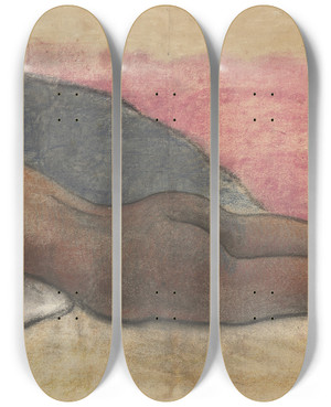 Triptych art skateboard deck of Paul Gauguin Reclining Nude Recto by Paul Gauguin (1848-1903)