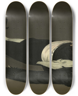 Triptych art skateboard deck of Douard Manet The Dead Toreador by douard Manet (1832-1883)