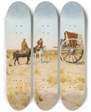 Triptych art skateboard deck of Sergei Ivanovich Svetoslavsky The Journey by Sergei Ivanovich Svetoslavsky (1857-1931)
