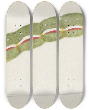 Triptych art skateboard deck of George Hudson Entomology Watercolour Pl118 by George Hudson (1867-1946)