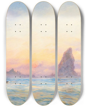 Triptych art skateboard deck of John Brett The Cornish Coast Near Newquay by John Brett (1831-1902)