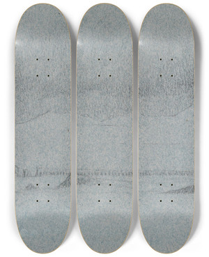 Triptych art skateboard deck of Jervis Mcentee Sketchbook Of Italian Landscape Subjects by Jervis Mcentee (1828-1891)