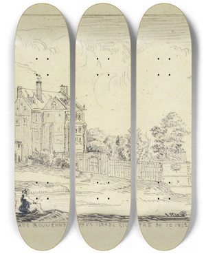 Triptych art skateboard deck of Aglas Bouvenne Couvent Des Bonshommes_2 by Aglaus Bouvenne (1829-1903)