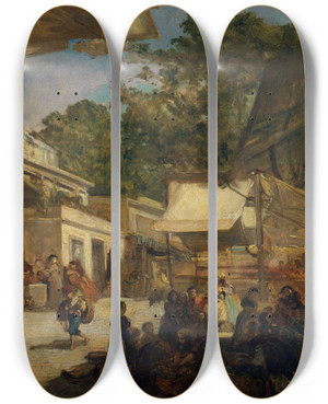 Triptych art skateboard deck of Ramon Mart I Alsina El Bornet by Ramon Marti I Alsina (1826-1894)