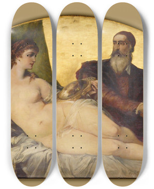 Triptych art skateboard deck of Hans Makart Titian by Hans Makart (1840-1884)