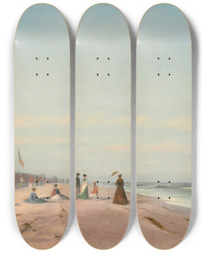 Triptych art skateboard deck of Francis Augustus Silva The Beach At Long Branch New Jersey by Francis Augustus Silva (1835-1886) Triptych art skateboard deck of Francis Augustus Silva The Beach At Long Branch New Jersey by Francis Augustus Silva (1835-1886)