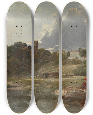 Triptych art skateboard deck of William James Mller Gillingham On The Medway_1 by William James Muller (1812-1845)