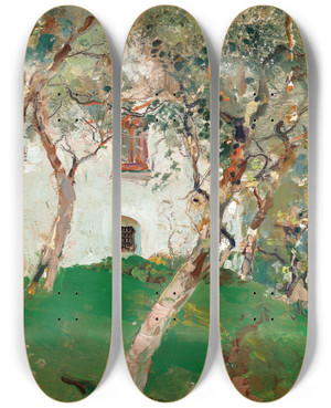 Triptych art skateboard deck of Giuseppe Casciaro Capri_1 by Giuseppe Casciaro (1861-1945)
