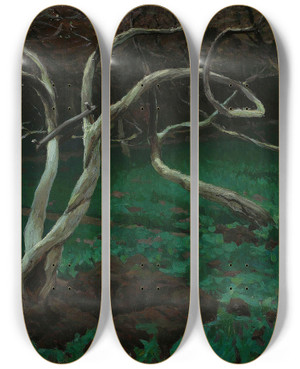 Triptych art skateboard deck of Ferdynand Ruszczyc Old Apple Trees by Ferdynand Ruszczyc (1870-1936)