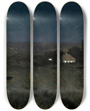 Triptych art skateboard deck of Stanisaw Witkiewicz Ukrainian Night by Stanislaw Witkiewicz (1851-1915)