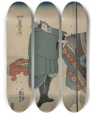 Triptych art skateboard deck of Utagawa Kuniyoshi Taira No Munemori Mikazuki Osen Ebizako No J by Utagawa Kuniyoshi (1797-1861)