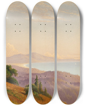 Triptych art skateboard deck of John Ross Key Santa Cruz Mts Monterey Bay Pacific Ocean by John Ross Key (1754-1821)