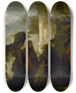 Triptych art skateboard deck of Franois Joseph Heim La Prsentation Au Temple by Francois Joseph Heim (1787-1865)