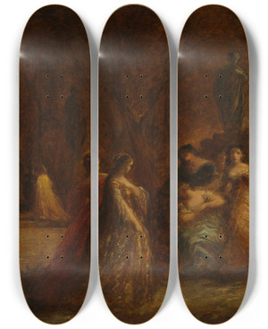 Triptych art skateboard deck of Adolphe Monticelli A Woodland Fte by Adolphe Monticelli (1824-1886) Triptych art skateboard deck of Adolphe Monticelli A Woodland Fte by Adolphe Monticelli (1824-1886)
