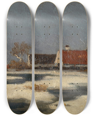 Triptych art skateboard deck of Felicin Moczik Early Spring by Felician Moczik (1861-1917)