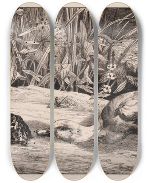 Triptych art skateboard deck of Flix Bracquemond The Unknown by Felix Bracquemond (1833-1914) Triptych art skateboard deck of Flix Bracquemond The Unknown by Felix Bracquemond (1833-1914)