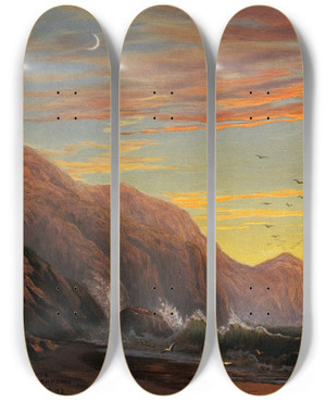 Triptych art skateboard deck of John Ross Key The Golden Gate Looking West by John Ross Key (1754-1821)