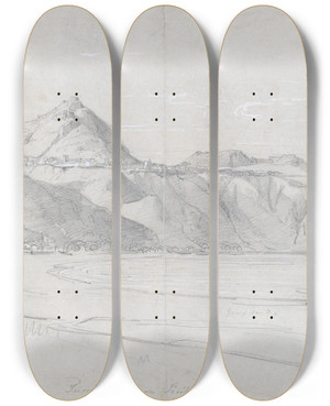Triptych art skateboard deck of Hugh William Williams Taormina Sicily by Hugh William Williams (1773-1829)