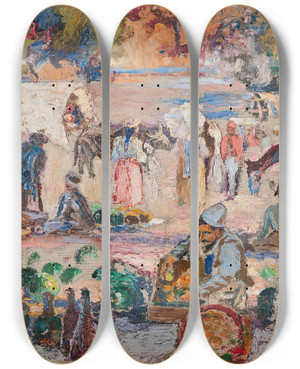 Triptych art skateboard deck of Nikolai Ivanovich Kulbin Crimean Market by Nikolai Ivanovich Kulbin (1868-1917)