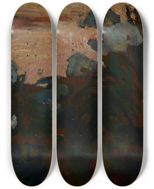 Triptych art skateboard deck of Jan Stanislawski White Phloxes by Jan Stanislawski (1860-1907)