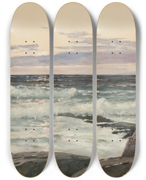 Triptych art skateboard deck of William Wilson Cowell Morning Glow by William Wilson Cowell (1848-1910)