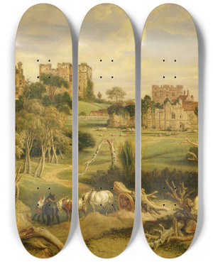 Triptych art skateboard deck of James Ward Kenilworth Castle Warwickshire by James Ward (1769-1859)