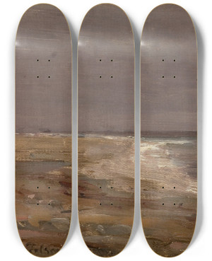 Triptych art skateboard deck of Amaldus Nielsen Solstreif Jren_2 by Amaldus Nielsen (1838-1932)