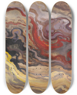 Triptych art skateboard deck of Heinrich Kley Abstrakte Komposition by Heinrich Kley (1863-1945)