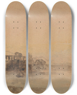 Triptych art skateboard deck of John Varley Romantic Composition by John Varley (1778-1842)