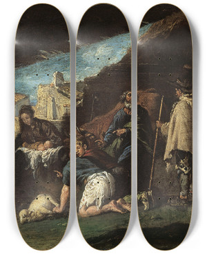 Triptych art skateboard deck of Juan Ribalta The Adoration Of The Shepherds by Juan Ribalta (1597-1628)