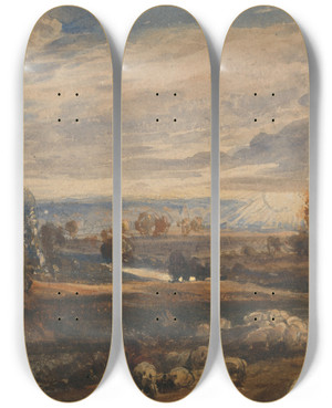 Triptych art skateboard deck of William Callow Landscape With Sheep by William Callow (1812-1908) Triptych art skateboard deck of William Callow Landscape With Sheep by William Callow (1812-1908)