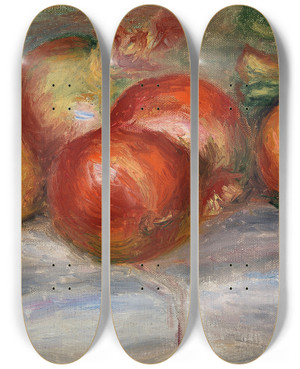 Triptych art skateboard deck of Pierreauguste Renoir Apples Orange And Lemon Pommes Oranges Et Citrons by Pierre-Auguste Renoir (1841-1919)
