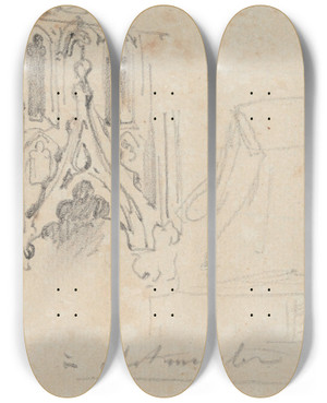 Triptych art skateboard deck of Nicaise De Keyser At Westminster Abbey_3 by Nicaise De Keyser (1813-1887)