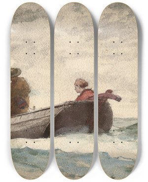 Triptych art skateboard deck of Winslow Homer Tynemouth Priory England by Winslow Homer (1836-1910)