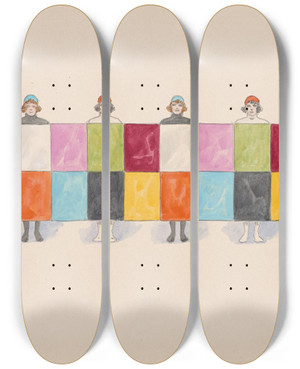 Triptych art skateboard deck of Will R Barnes Untitled_4 by Will R Barnes (1939)