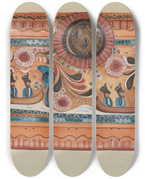 Triptych art skateboard deck of E Boyd Painted Chest_1 by E Boyd (20-)